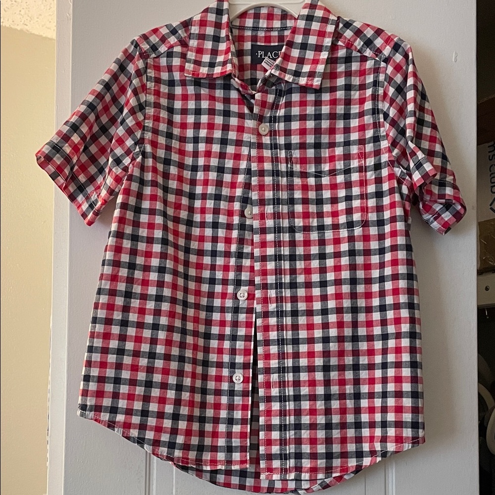 Place Kids Plaid Button-Down Shirt - Red, Blue, White